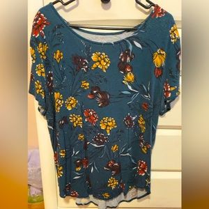 Maurice’s Teal Dark Green Floral Dress Shirt- Size: 2X